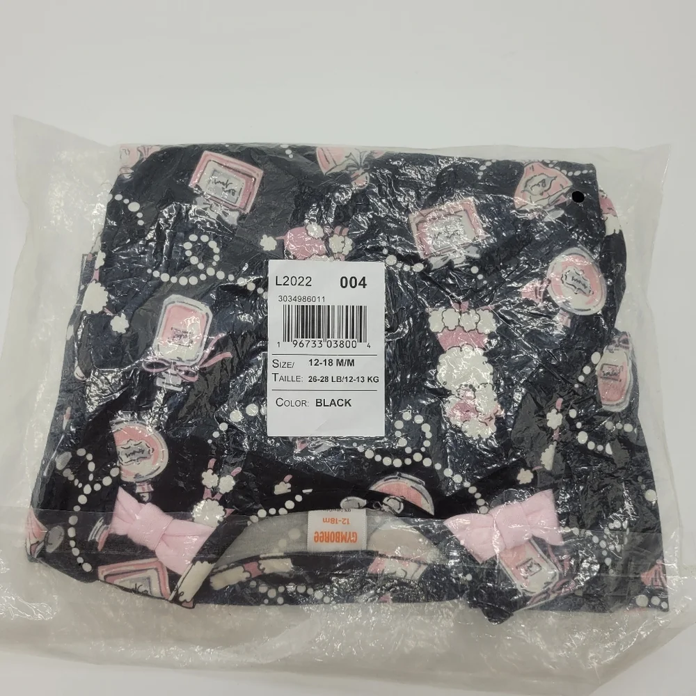 Gymboree Dress Black Pink Long Sleeve Tres Chic Collection Print Size 12-18m NEW